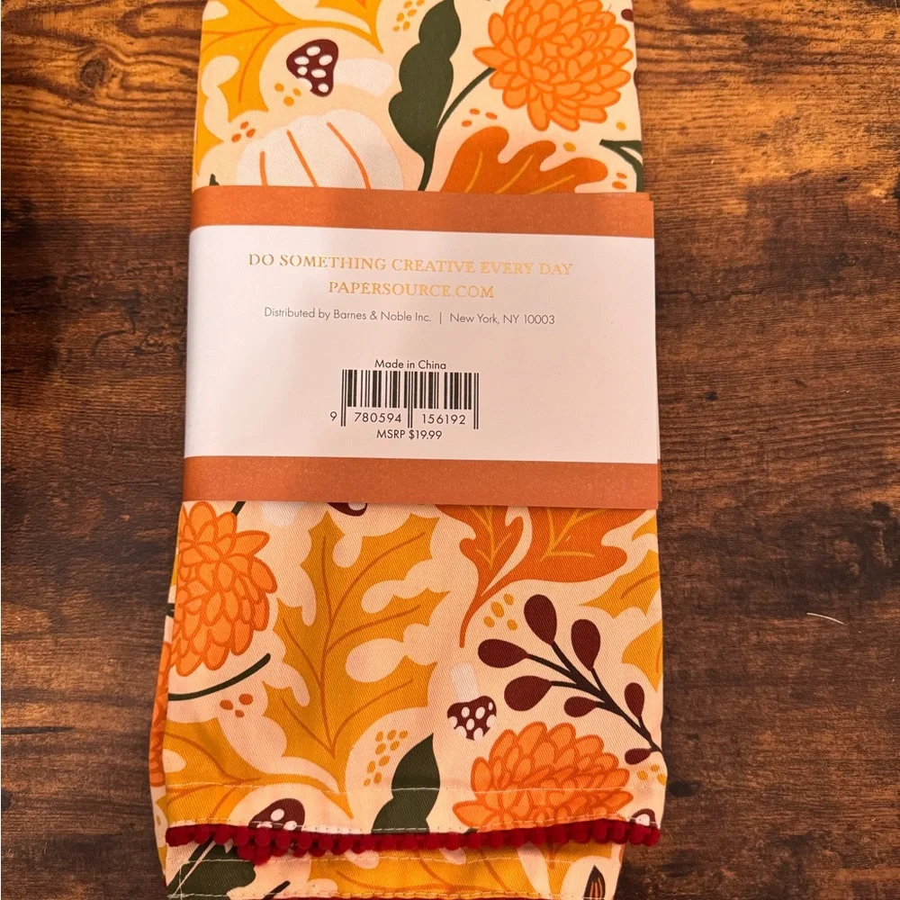 Paper Source Orange and Brown Kitchen Tea Towel and Spoon Set